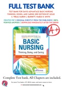 Test Bank For Davis Advantage Basic Nursing Thinking, Doing, and Caring 3rd Edition by Leslie S. Treas; Karen L. Barnett; Mable H. Smith 9781719642071 Chapter 1-46 Complete Guide.