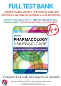 Test Bank for Lehne's Pharmacology for Nursing Care 10th Edition By Jacqueline Burchum; Laura Rosenthal Chapter 1-110 Complete Guide A+