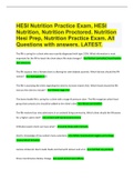 HESI Nutrition Practice Exam, HESI  Nutrition, Nutrition Proctored, Nutrition  Hesi Prep, Nutrition Practice Exam. All  Questions with answers. LATEST.