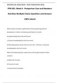 PPN 301: Week 8 - Postpartum Care and Newborn Nutrition Multiple Choice Questions and Answers 100% Solved