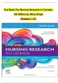  Test Bank For Nursing Research In Canada,  5th Edition by Mina Singh  Chapters 1-21 