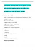 NRSG3420 NURSING CARE OF THE ADULT 2 EXAM ONE ACTUAL QUESTIONS AND ANSWERS WITH COMPLETE SOLUTIONS LATEST UPDATE