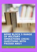 BPME BLOCK 5 RANGE OF MILITARY OPERATIONS (2024) QUESTIONS WITH PASSED ANS!!