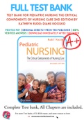 Test Bank For Pediatric Nursing The Critical Components of Nursing Care 2nd Edition By Kathryn Rudd; Diane Kocisko 9780803666535 Chapter 1-22 Complete Guide .