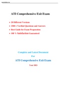 ATI COMPREHENSIVE PREDICTOR EXAM; LATEST 20 VERSIONS; 3500 VERIFIED Q & A