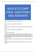 BLEA 873 COMP FINAL QUESTIONS AND ANSWERS