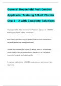 General Household Pest Control Applicator Training SM-47 Florida Chp 1 – 2 with Complete Solutions