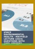 IFMCP ENVIRONMENTAL HEALTH - MAYFIELD LECTURE (2024) QUESTIONS WITH 100% VERIFIED SOLUTIONS!!