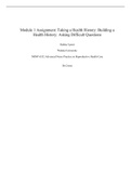 NRNP 6552 Module 1 Assignment: Taking a Health History: Building a Health History: Asking Difficult Questions