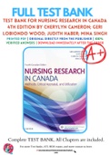 Test Bank For Nursing Research in Canada 4th Edition By Cherylyn Cameron; Geri LoBiondo Wood; Judith Haber; Mina Singh 9781771720984 Chapter 1-20 Complete Guide .