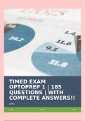 TIMED EXAM OPTOPREP 1 | 185 QUESTIONS | WITH COMPLETE ANSWERS!!