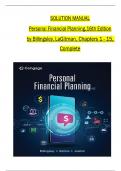 Solution Manual for Personal Financial Planning, 16th Edition 2024 by Randy Billingsley, Lawrence J. Gitman, All 1-15 Chapters Covered ,Latest Edition 