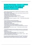 Humber Real Estate - Course 1, Module 5 Introducing the Real Estate and Business Brokers Act (REBBA) Questions and Answers