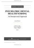 Complete Test Bank Psychiatric-Mental Health Nursing An Interpersonal Approach 2nd Edition Jones Questions & Answers with rationales (Chapter 1-29)