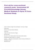 First aid for cross-sectional research exam / Assessment Of First-Aid Knowledge Among Medical Students In Syria: A Cross-Sectional Study