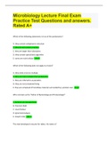 Microbiology Lecture Final Exam Practice Test Questions and answers. Rated A+