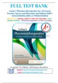 Test Bank for Lehnes Pharmacotherapeutics for Advanced Practice Nurses and Physician Assistants, 2nd Edition by Rosenthal, 9780323554954, Covering Chapters 1-92 | Includes Rationales