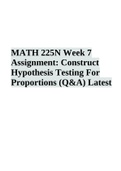 MATH 225N Week 7 Assignment: Construct Hypothesis Testing For Proportions (Q&A) Latest