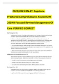 2022/2023 RN ATI Capstone Proctored Comprehensive Assessment 2019 B Focused Review Management Of Care VERIFIED CORRECT 