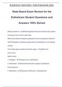 State Board Exam Review for the Esthetician Student Questions and Answers 100% Solved