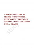  CHAPTER 1 ELECTRICAL THEORY UNIT 1 UPDATED QUESTIONS WITH DETAILED ANSWERS // 100% GUARANTEED PASS A+ GRADED 