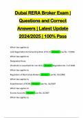 Dubai RERA Broker Exam | Questions and Correct Answers | Latest Update 2024/2025 | 100% Pass