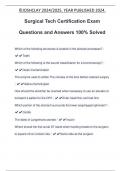 Surgical Tech Certification Exam Questions and Answers 100% Solved