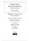 INSTRUCTOR’S SOLUTIONS MANUAL THOMAS’ CALCULUS 12TH EDITION BY George B. Thomas, Jr  ||Complete A+ Guide