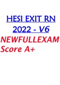 HESI EXIT RN  EXAM 2022 - V6 NEW FULL EXAM  Score A+.