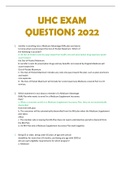 UHC EXAM QUESTIONS AND CORRECT ANSWERS 2022/2023