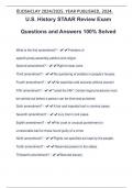 U.S. History STAAR Review Exam Questions and Answers 100% Solved