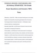 US History STAAR EOC 11th Grade Exam Questions and Answers 100% Pass