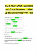 CLTM ASAP EXAM | Questions and Correct Answers | Latest Update 2024/2025 | 100% Pass