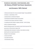 US History STAAR Test Exam Questions and Answers 100% Solved