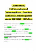 CLTM LTM EEG Instrumentation and Technology Exam | Questions and Correct Answers | Latest Update 2024/2025 | 100% Pass