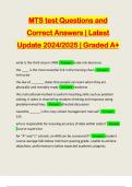 MTS test Questions and Correct Answers | Latest Update 2024/2025 | Graded A+