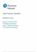 2024 EDEXCEL GCSE RELIGIOUS STUDIES B PAPER 1 OPTION 1A: CATHOLIC CHRISTIANITY MARK SCHEME