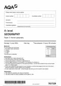 2024 AQA A-LEVEL GEOGRAPHY PAPER 2 INCLUDING MARK SCHEME