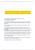   North Carolina Practice Locksmith Exam Questions And Answers Latest Top Score.