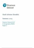 2024 EDEXCEL A-LEVEL GEOGRAPHY PAPER 2 MARK SCHEME