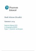 2024 EDEXCEL AS-LEVEL GEOGRAPHY PAPER 1 MARK SCHEME