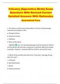 Falconry {Apprentice Birds} Exam  Questions With Revised Correct  Detailed Answers With Rationales  Guaranteed Pass 