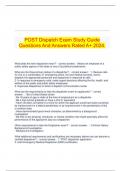 POST Dispatch Exam Study Guide Questions And Answers Rated A+ 2024.