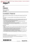 2024 AQA AS FRENCH 7651/3T/3V Paper 3 Speaking Candidate’s + Examiner’s Material + Mark Scheme