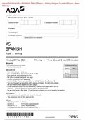 Actual 2024 AQA AS SPANISH 7691/2 Paper 2 Writing Merged Question Paper + Mark Scheme