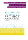 TEST BANK For Information Technology Project Management 9th Edition by Kathy Schwalbe, Verified Chapters 1 - 13, Complete Newest Version