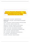   Honors Chemistry Semester 1 Final Review Questions And Answers 100% Guaranteed Success 2024.