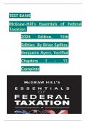 TEST BANK For McGraw-Hill's Essentials of Federal Taxation 2024 Edition, 15th Edition By Brian Spilker, Benjamin Ayers, Verified Chapters 1 - 17, Complete