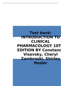 Introduction to Clinical Pharmacology 10th Edition Test Bank Visovsky #9780323755351