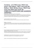 Combine - of 4 TNCC test. TNCC test prep A, 8th Edition, TNCC Test prep 8th Edition, TNCC Written Exam, TNCC final exam test 2024 open book OE COMPLETE QUESTIONS AND ANSWERS (VERIFIED)